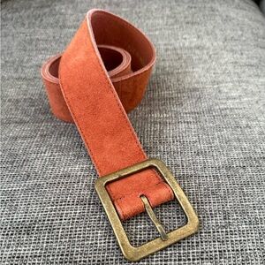 Zara Brown Genuine Suede Leather Belt Small
